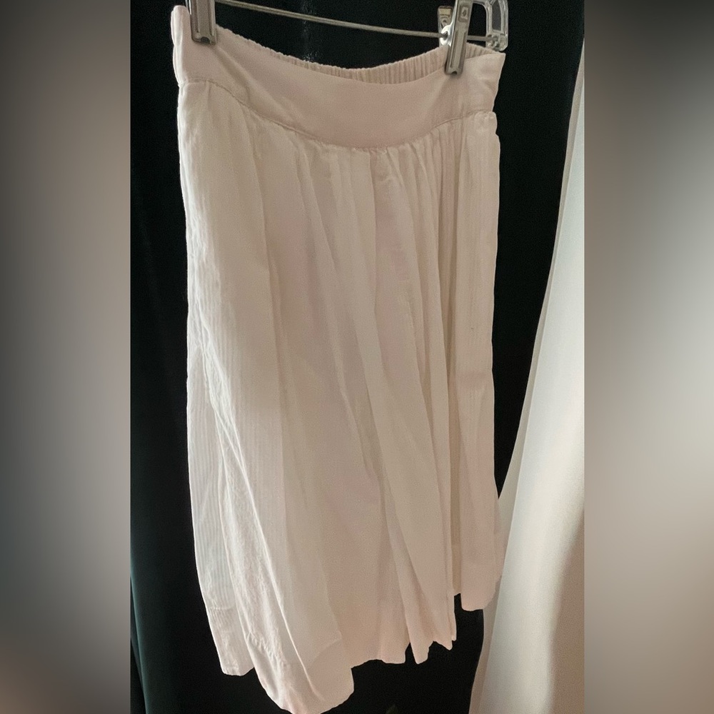 Anthropologie Maeve Cotton White Full Skirt stripe pockets BEAUTIFUL